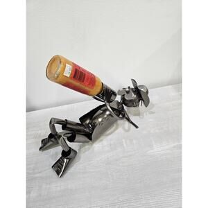 Metal Whimsical Drinking Coyboy Man Small Bottle Holder Free Standing